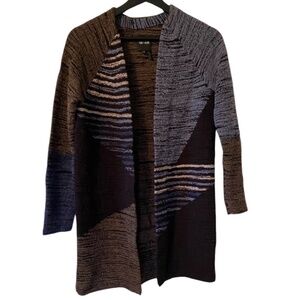 Nic + Zoe Cardigan Open Front Knit Black Blue Brown White Size PP EUC